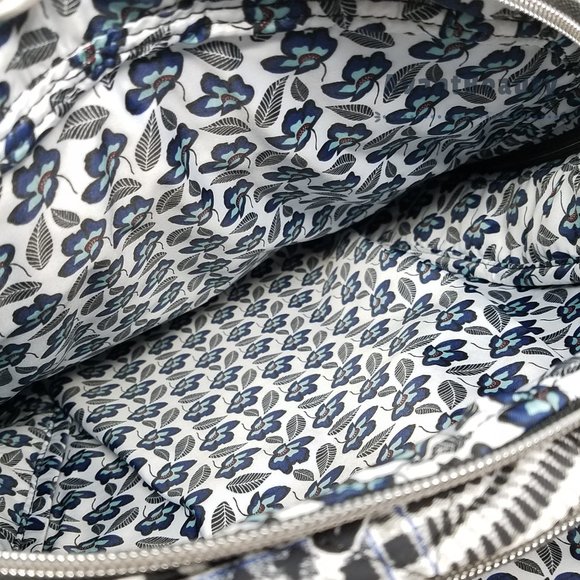 Vera Bradley New Cotton Laptop Backpack Campus Bedford Plaid FLoral Black White main image 11